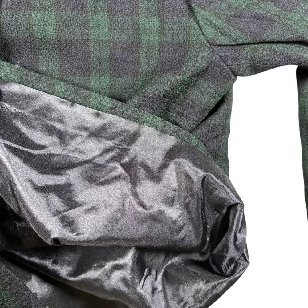 VTG Pendleton 100% Virgin Wool Plaid Jacket Blazer 14W Navy Green USA Made - Picture 4 of 10